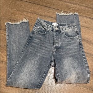 Superdown Raw Hem Gray Denim Jeans